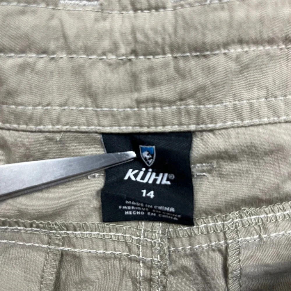 Kuhl Cargo Shorts Womens 14 Khaki Outdoor Hiking Utility Casual Performance Wear